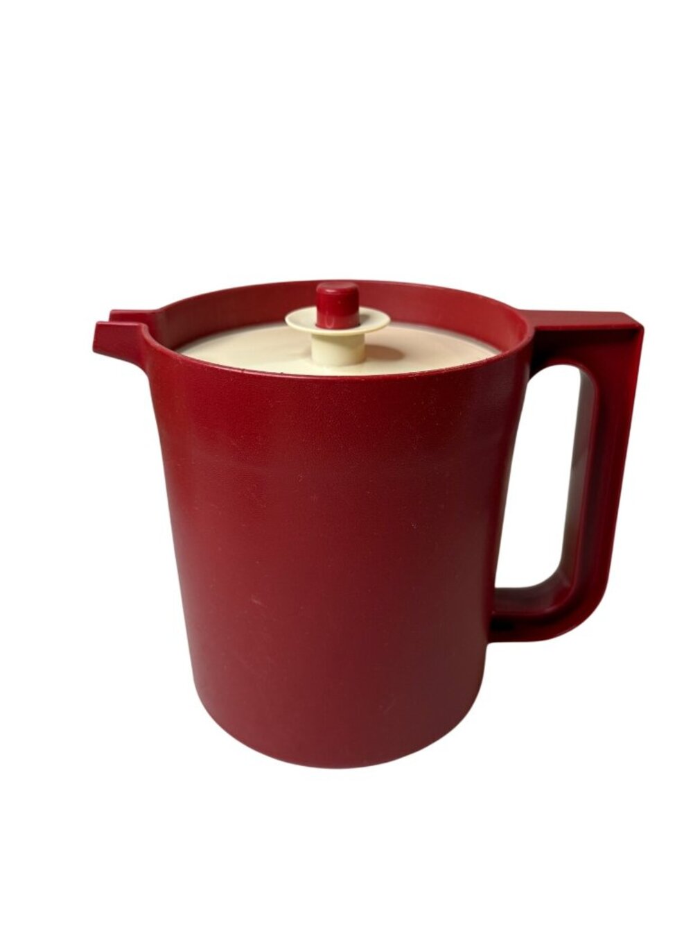 Vintage Tupperware 1.5 Quart Pitcher 1575 Red Cream USA